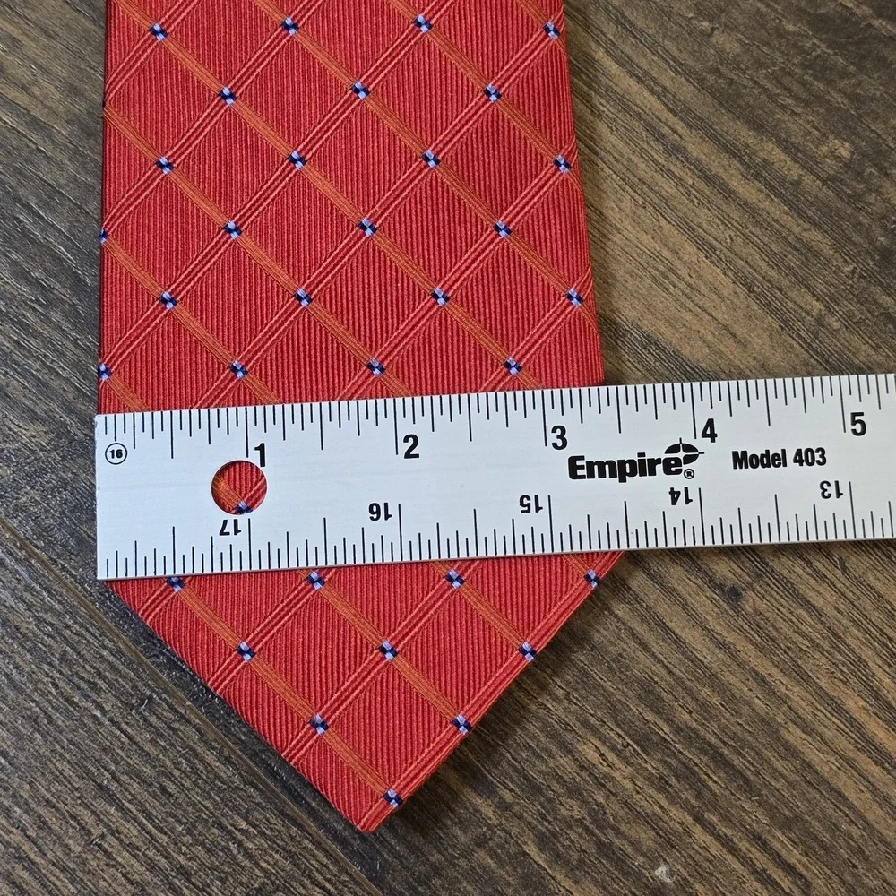 Vintage Barneys‎ New York 100% Silk Red Blue Diamond Tie Made In USA